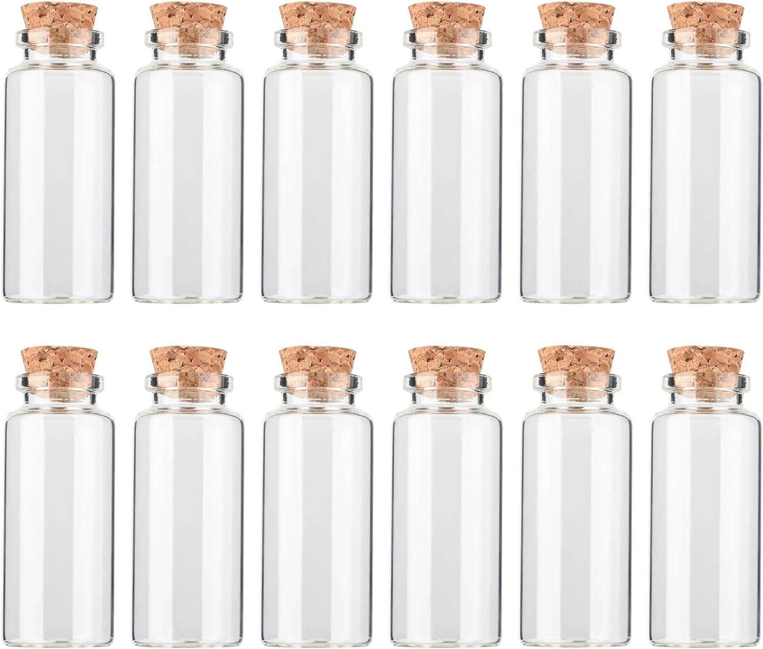 12PCS Mini Glass Bottle with Wood Cork Stoppers,30ml DIY Decoration 30*70mm