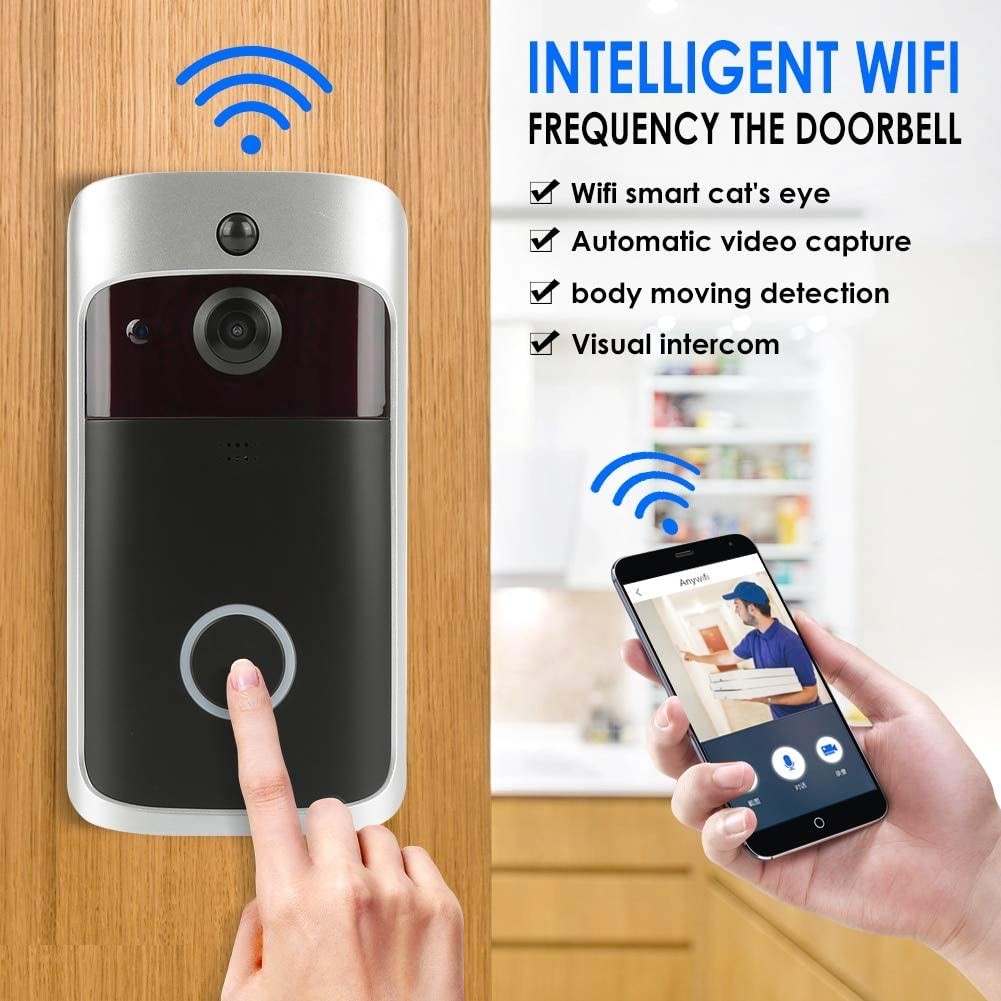 Video Doorbell Wireless Camera for Kitchen Home (Black)