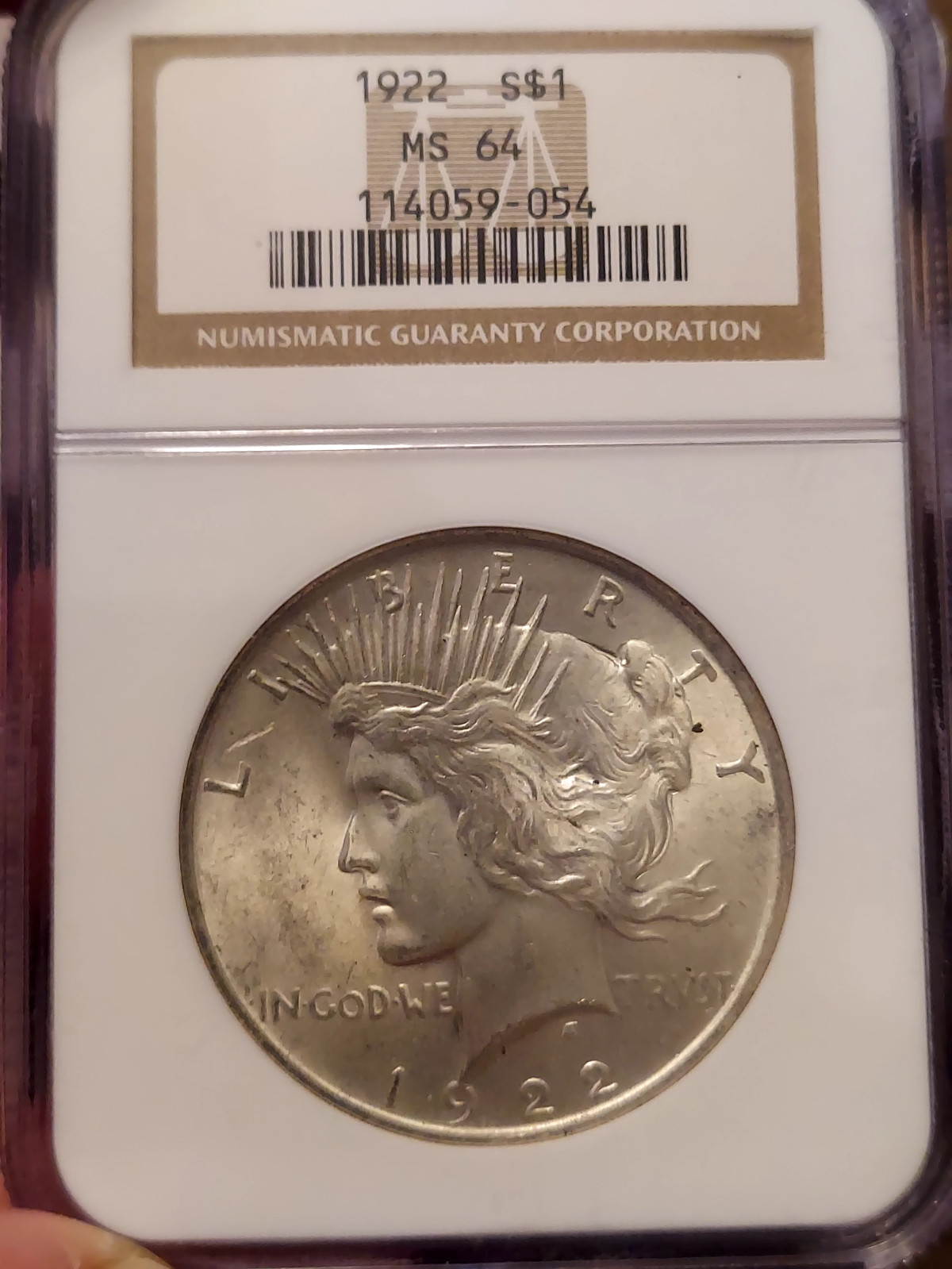 1922-P Silver Peace Dollar NGC MS 64 *Light Toning PL Qualities*