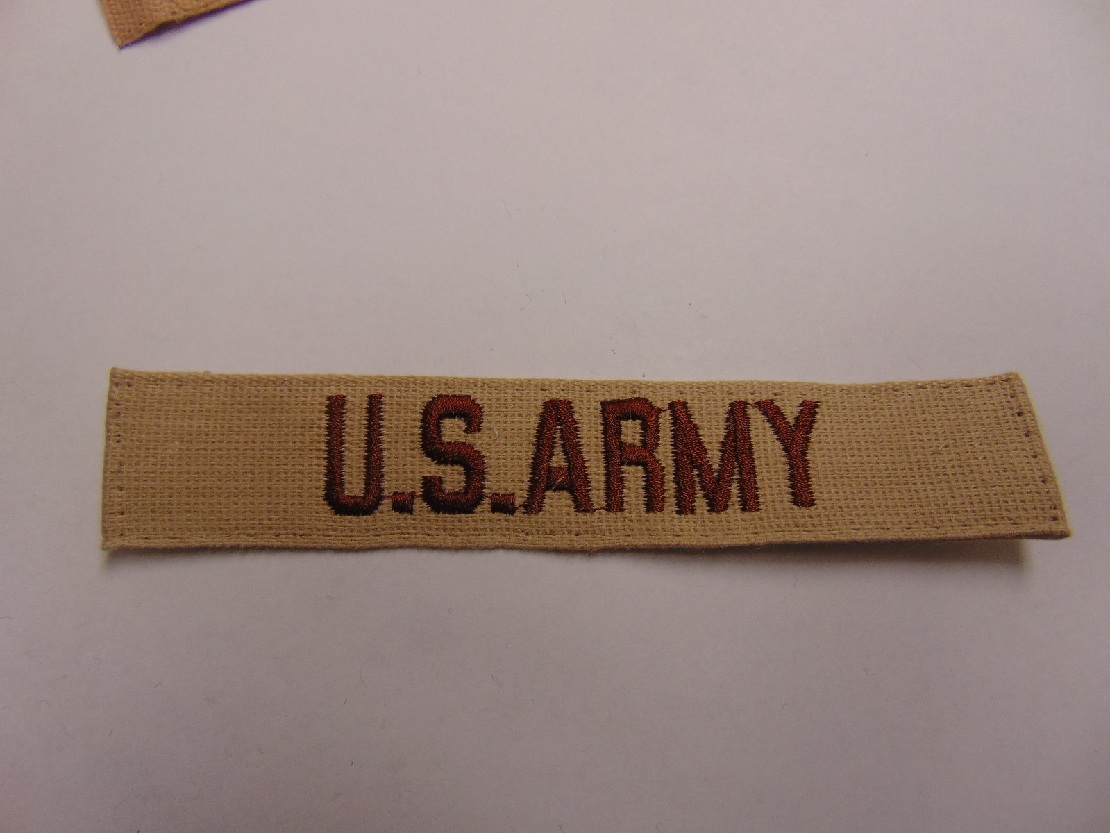 MILITARY PATCH US ARMY NAME TAPE TAG DESERT TAN SEW ON COMBAT USED
