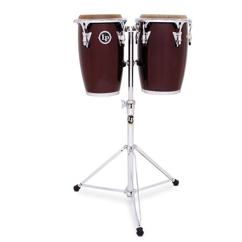 LP LATIN PERCUSSION JR CONGA DRUM SET w/ STAND, WINE RED WOOD - LP-JRX-DW