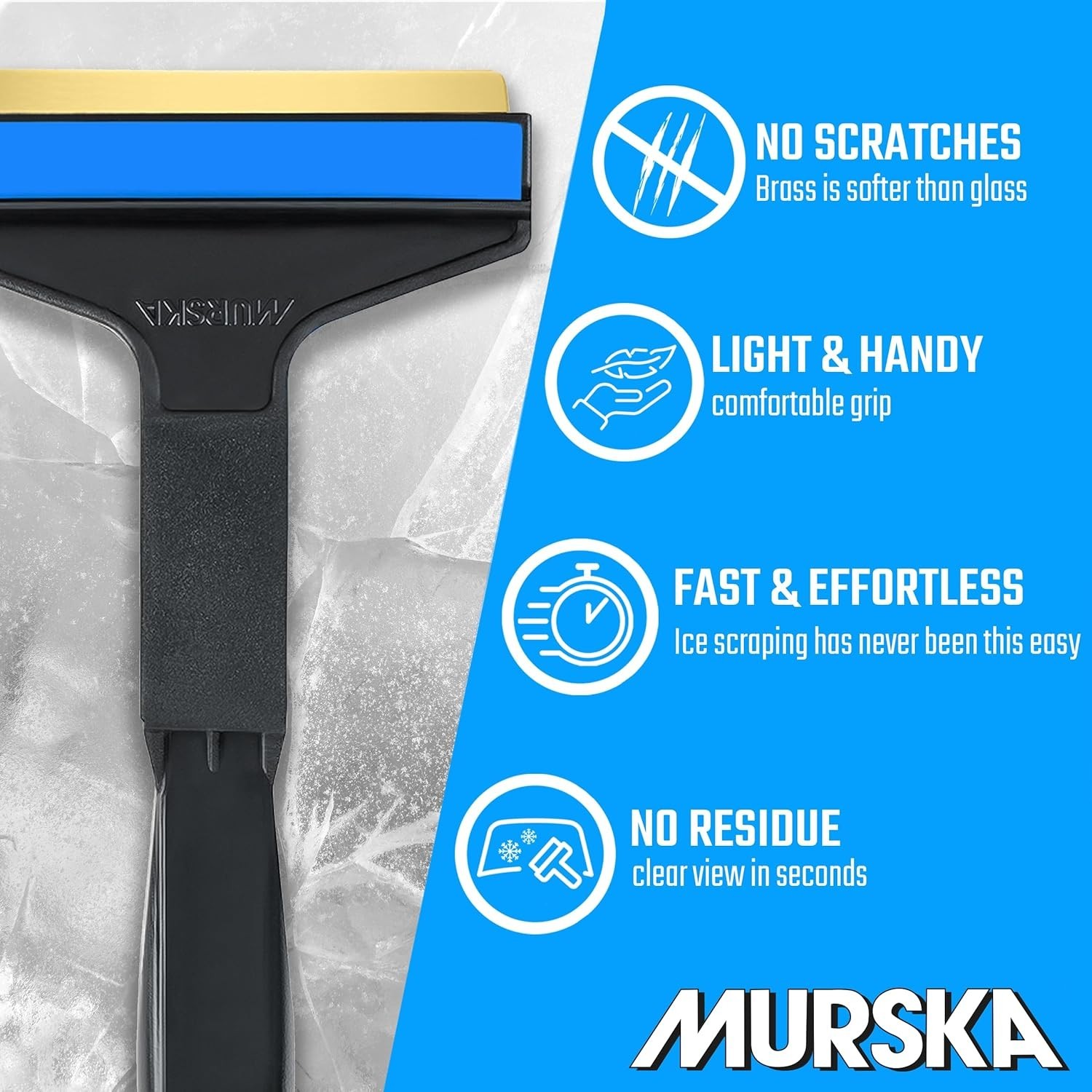 Car Ice Scraper Brass Blade 14,5 inch 2 Pack Ice Scraper Long Handle Ice Scraper