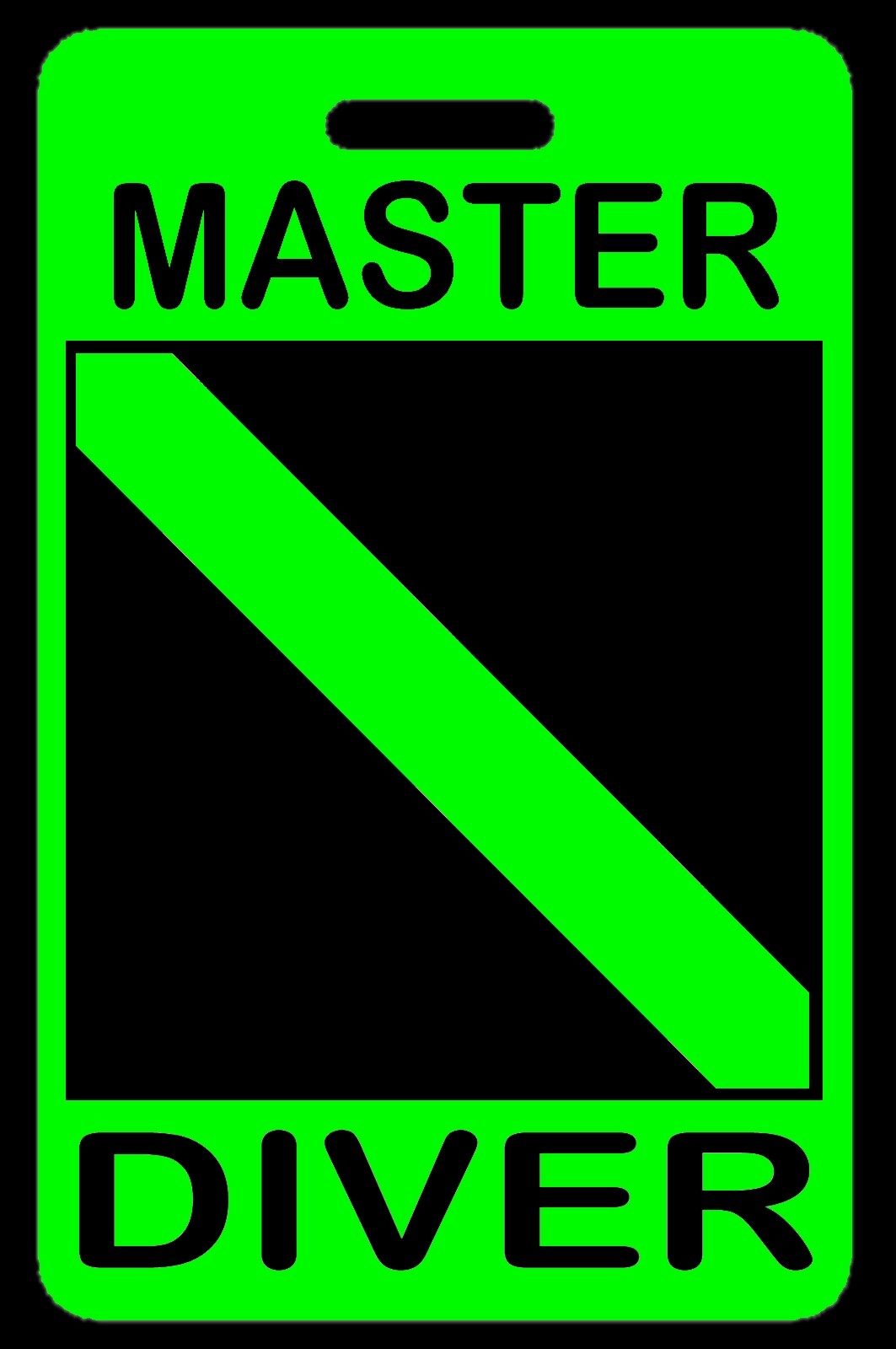 Hi-Viz Green MASTER DIVER SCUBA Diving Luggage/Gear Bag Tag - New