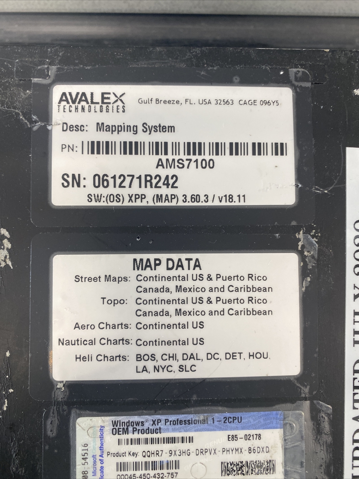 AVALEX TECHNOLOGIES MODEL AMS7100 DIGITAL HELICOPTER MAPPING SYSTEM