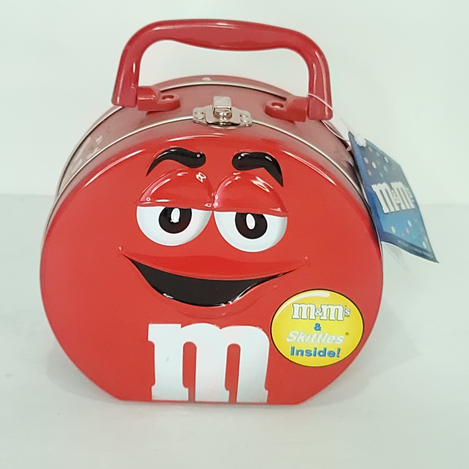 M&M Red Candy Metal Carry Character Tin Lunch Box 6.25"x5.75"x3" With Tags