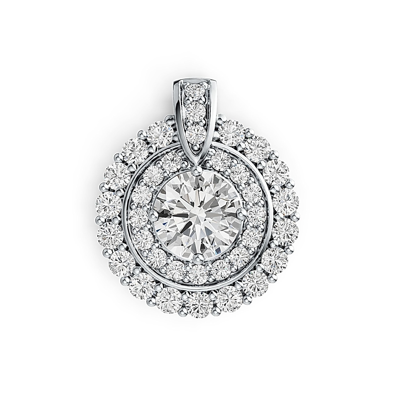 Sterling Silver Semi Mount Pendant Setting Round RD 6x6mm Double Halo