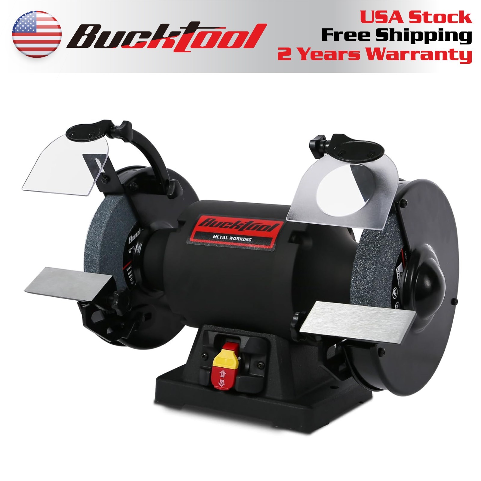 BUCKTOOL 1.0 HP 8 In High Speed Bench Grinder,   8.0A 3590 RPM Table Grinder