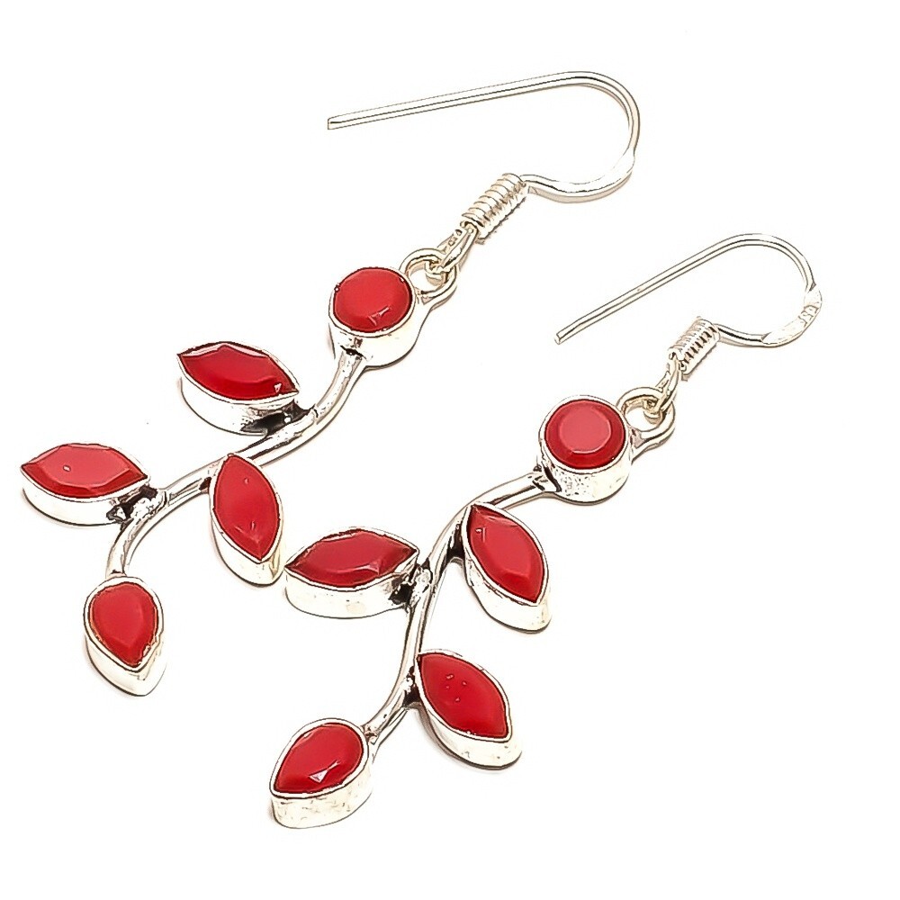 Natural Garnet Gemstone Drop/Dangle Red Earrings 925 Sterling Silver Jewelry