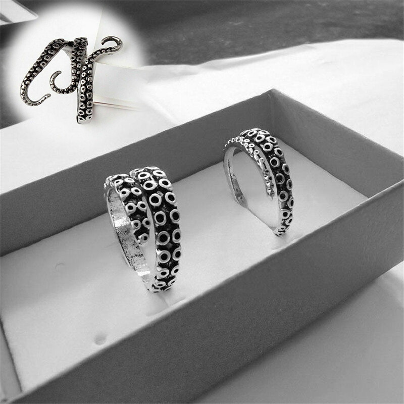 Adjustable Octopus Ring Pirate Nautical Stainless Steampunk Gothic Kraken Ring