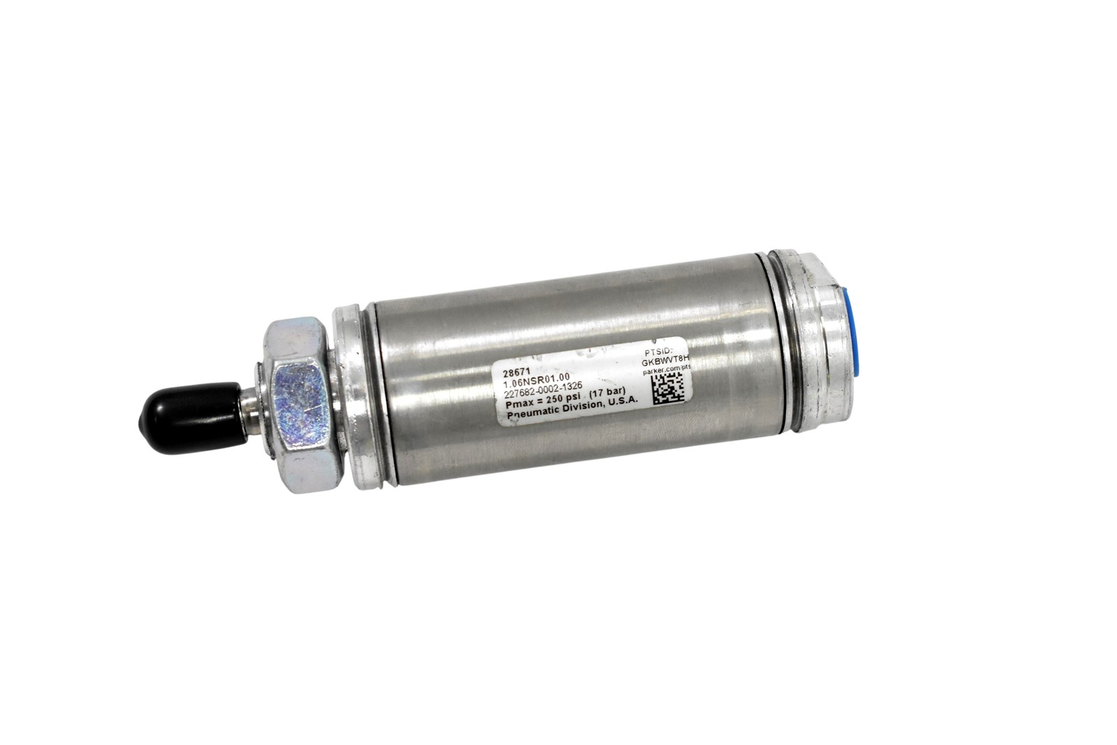 Parker 1.06NSR01.00 Pneumatic Cylinder 250 PSI Aluminum Silver Made In USA