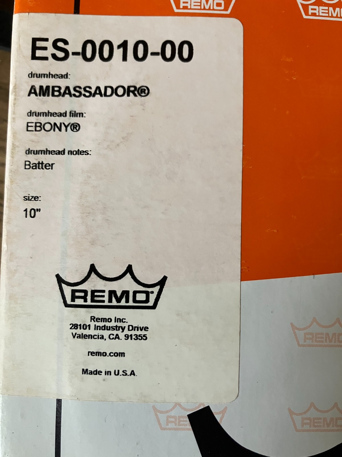 New 10" Remo Ebony Ambassador Drum Head