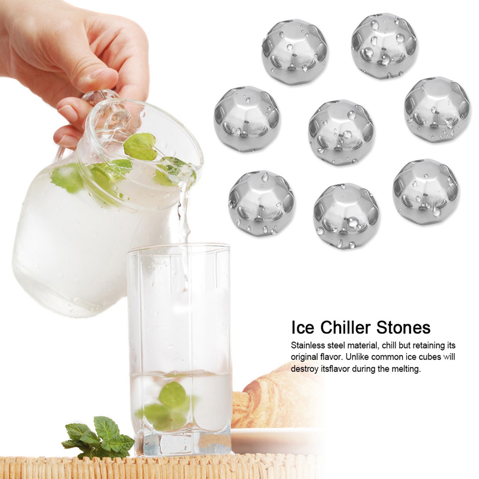 Stainless Ice Spheres Chills Wine/Whiskey With Tong ()