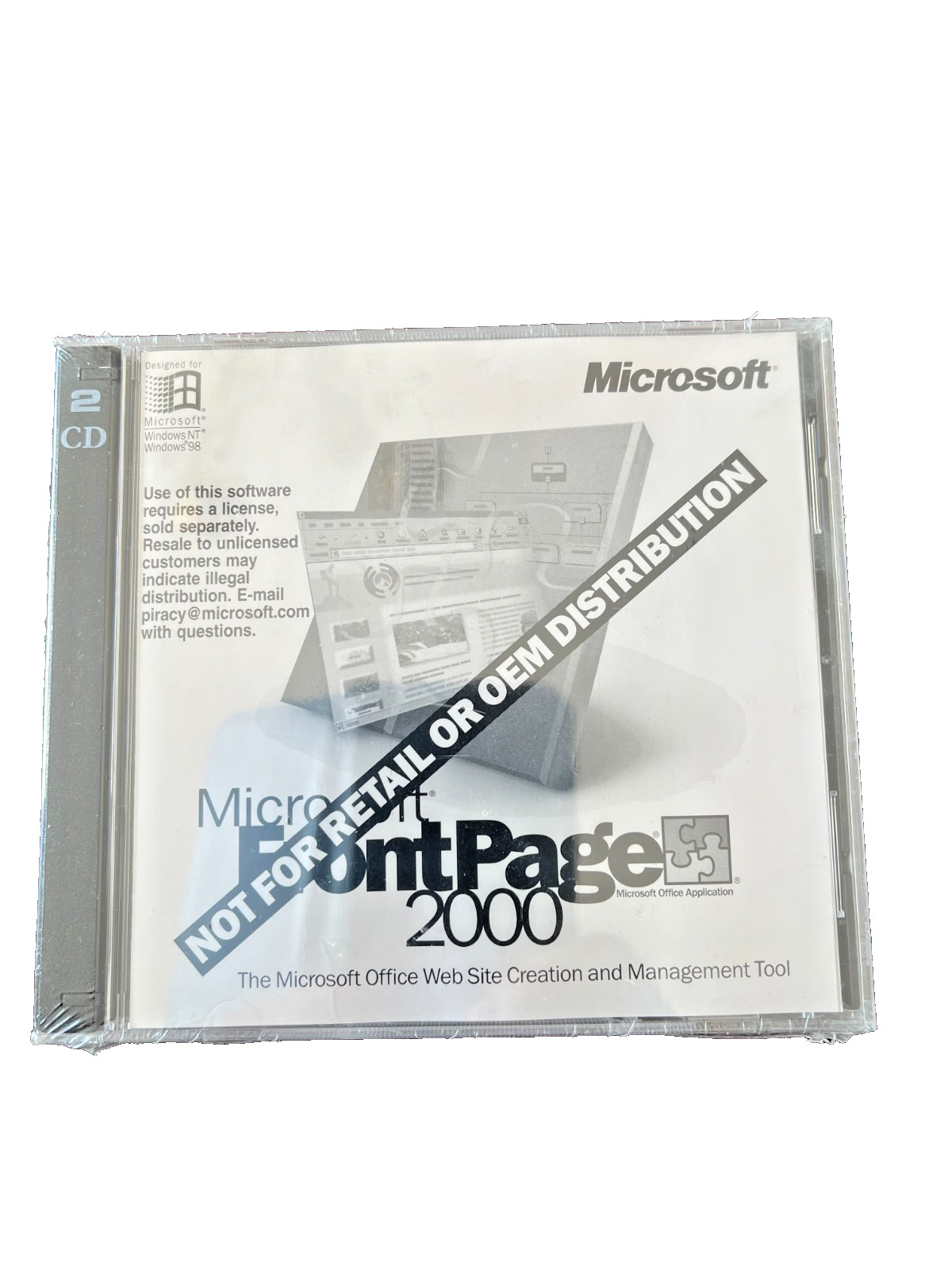 Microsoft Frontpage 2000 CD-ROM w/ Product Key New Sealed
