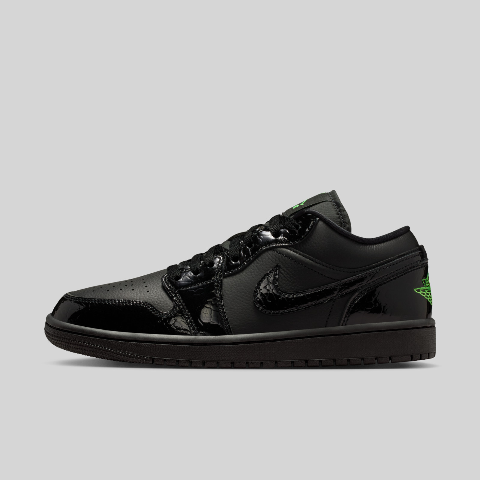 Nike Air Jordan 1 Low SE Black Croc Green IQ9701-010 Men's Size 10.5 Shoes