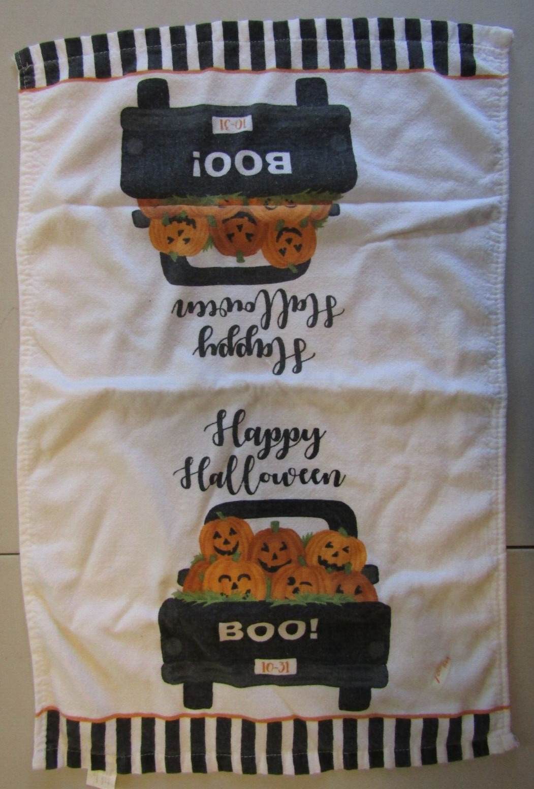 Ritz Happy Halloween Boo! Dishcloth- Towel- Truck- JOL- Pumpkin ~ 15 1/2" x 24"
