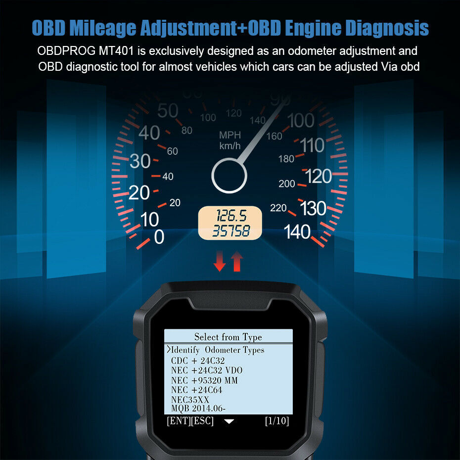 OBDPROG MT401 Odometer Correction Code Reader Mileage Adjustment OBD2 Scanner