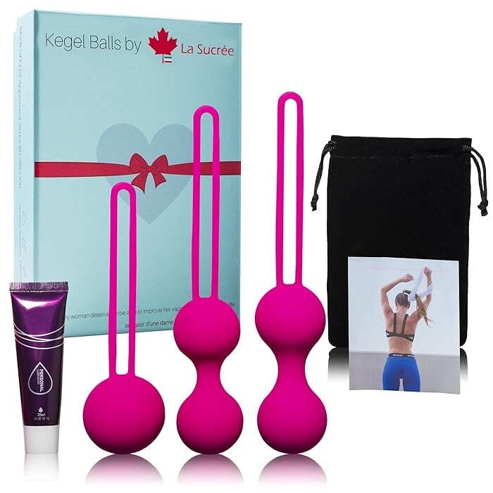 Pelvic Floor Trainer Kegel Ball Tightening Exercise Set Pink Women FREE SHIPPING