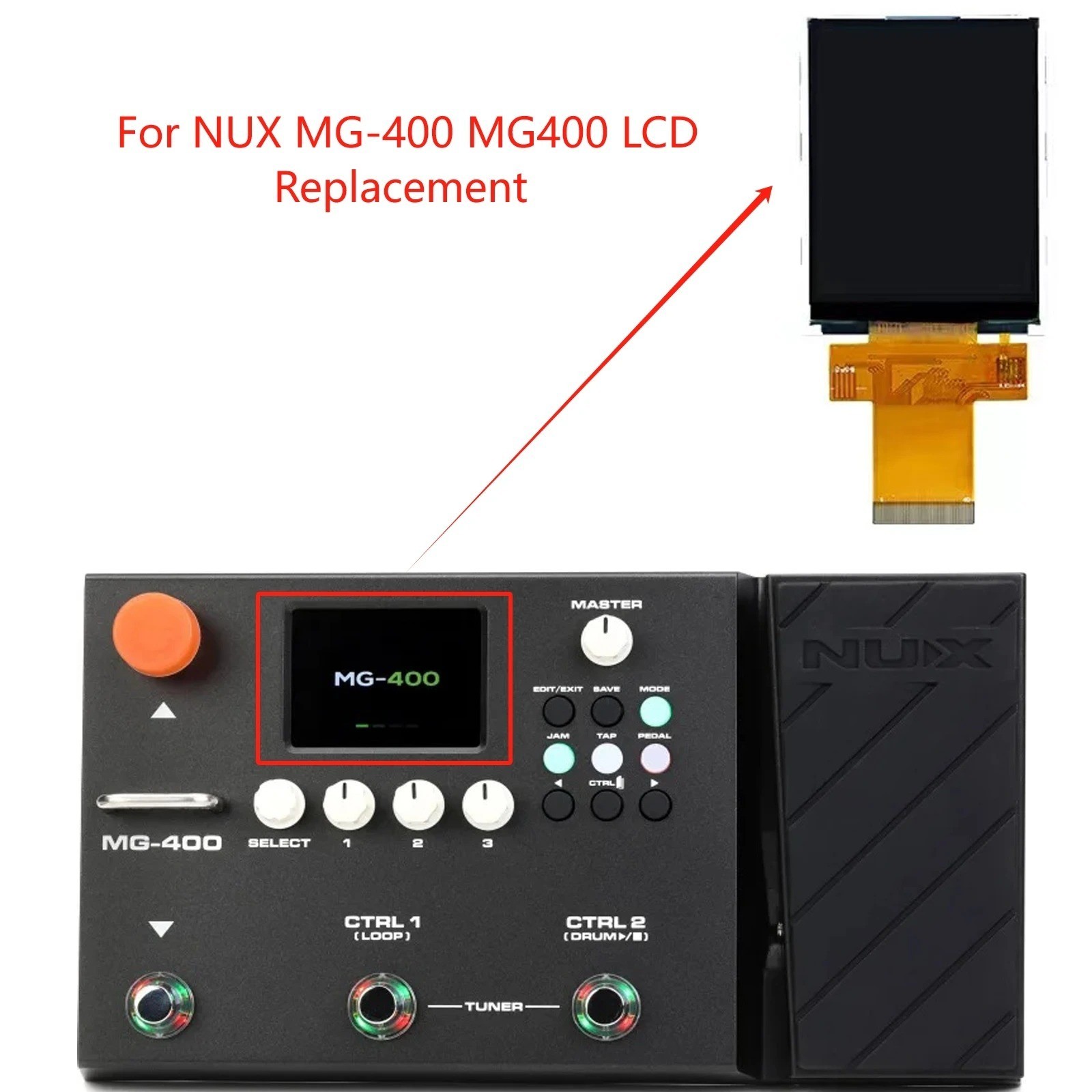 New Full-Color LCD Display Screen Replacement for NUX MG-400 MG 400 Guitar Pedal