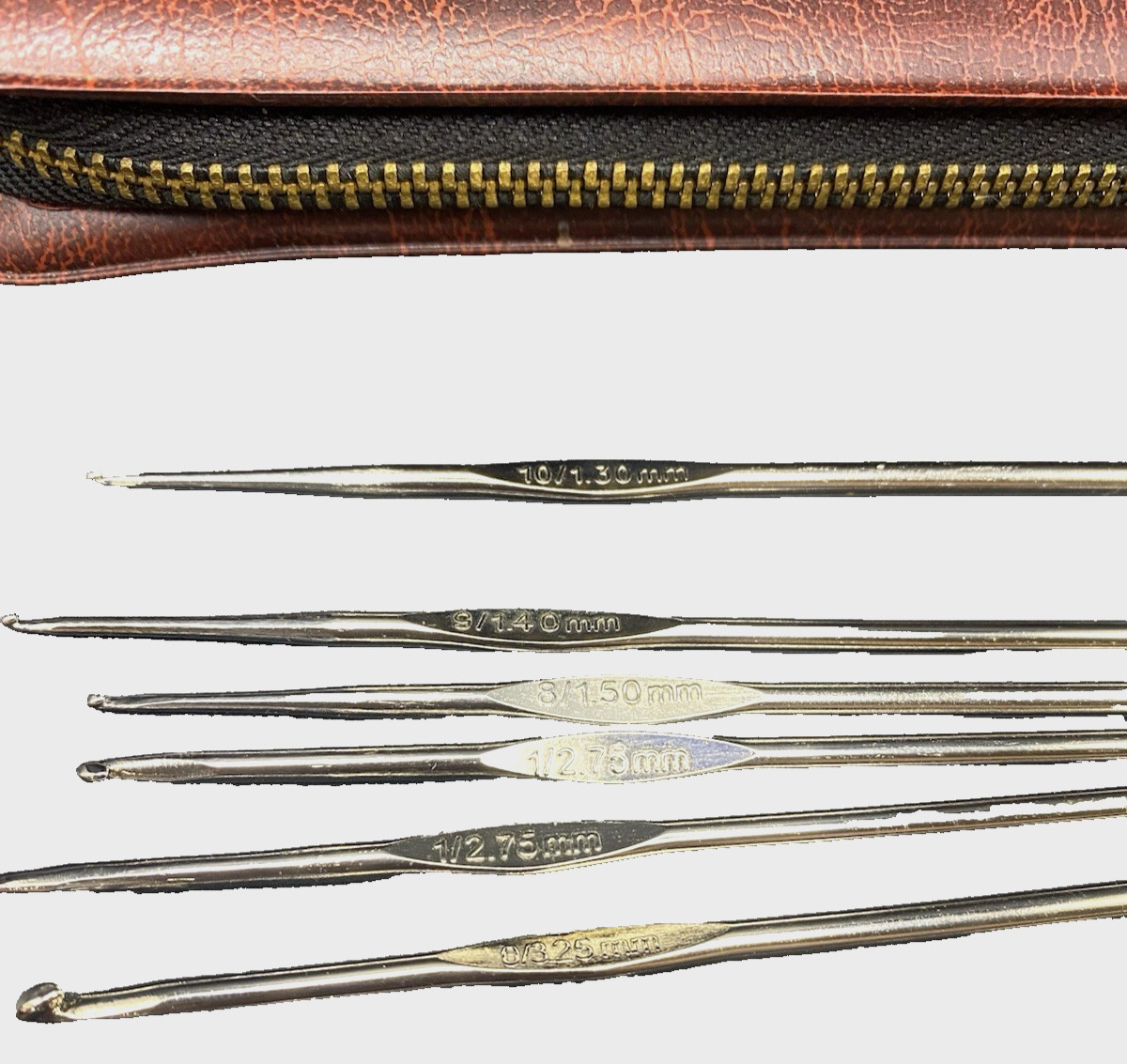 Vintage Boye Crochet Hook Set Metal Hooks w/ Case Mixed USA Markings