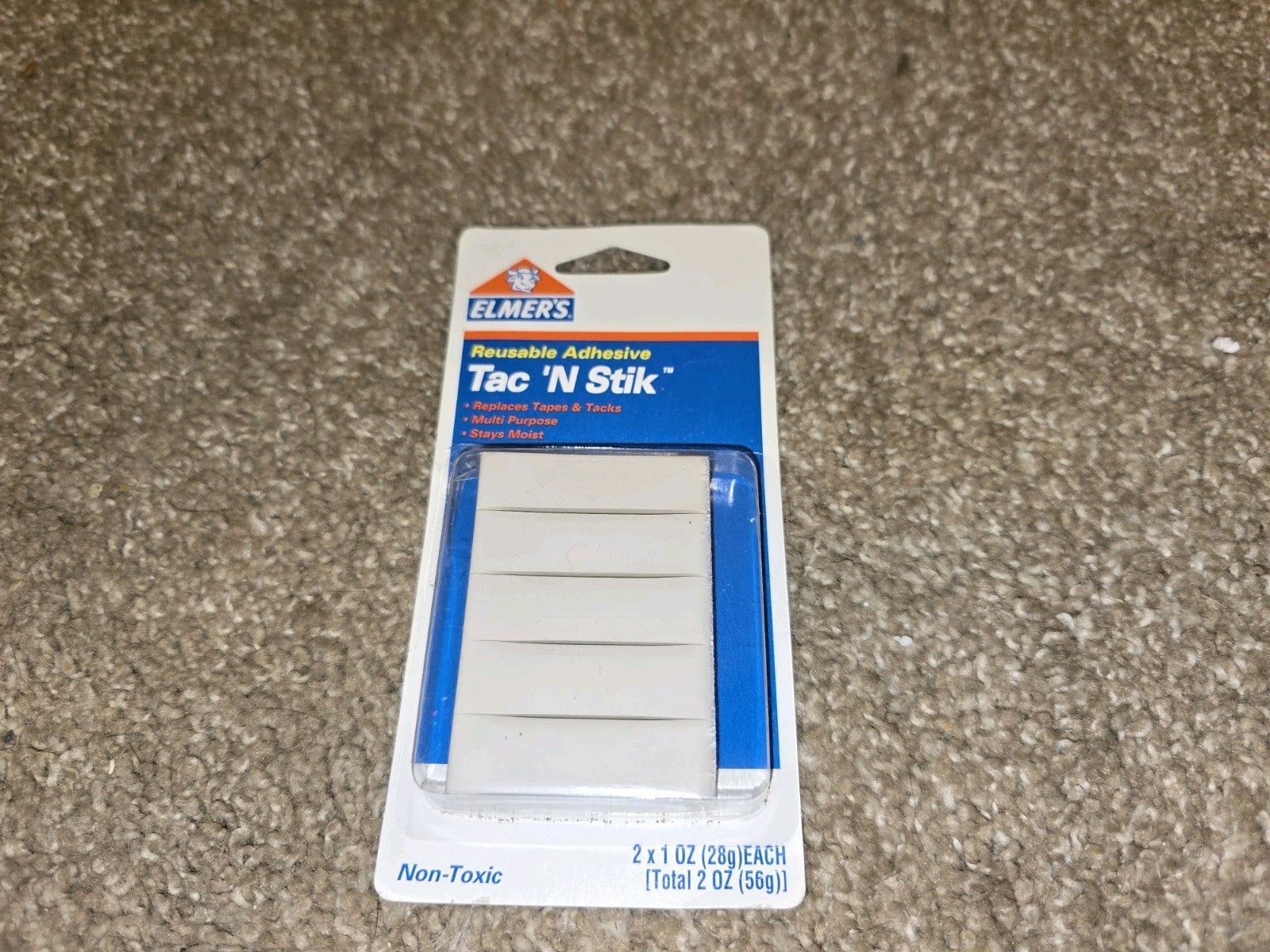 Elmer's Tac 'n Stik Reusable Adhesive Putty Sticky Tack 10 Strips/pack 2001