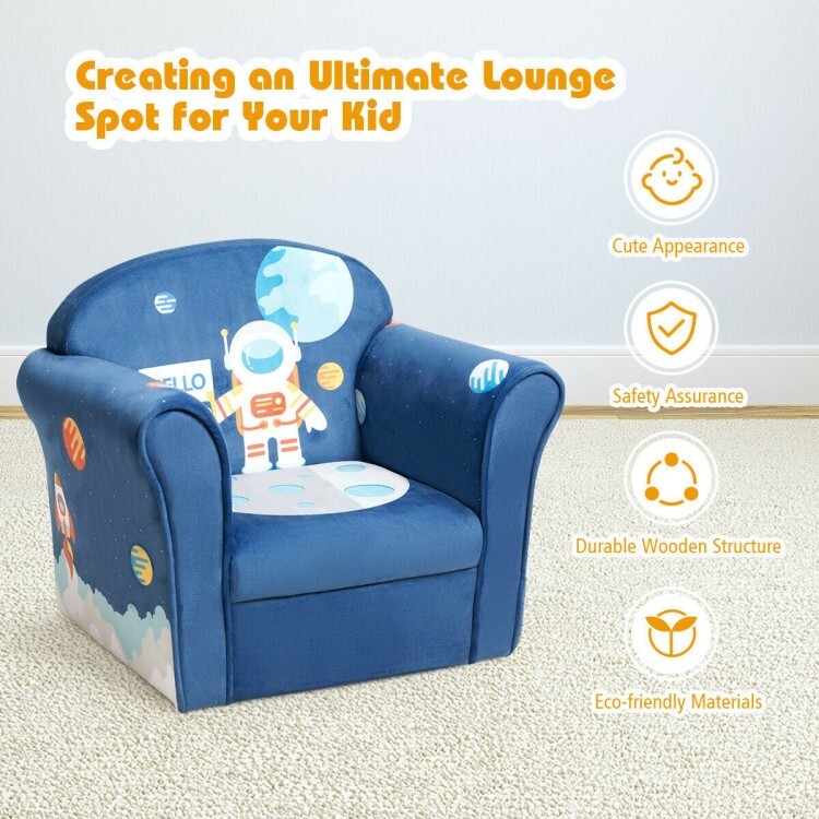 Kids Astronaut Sofa Armrest Upholstered Couch Chair Toddler Furniture Home Sofa
