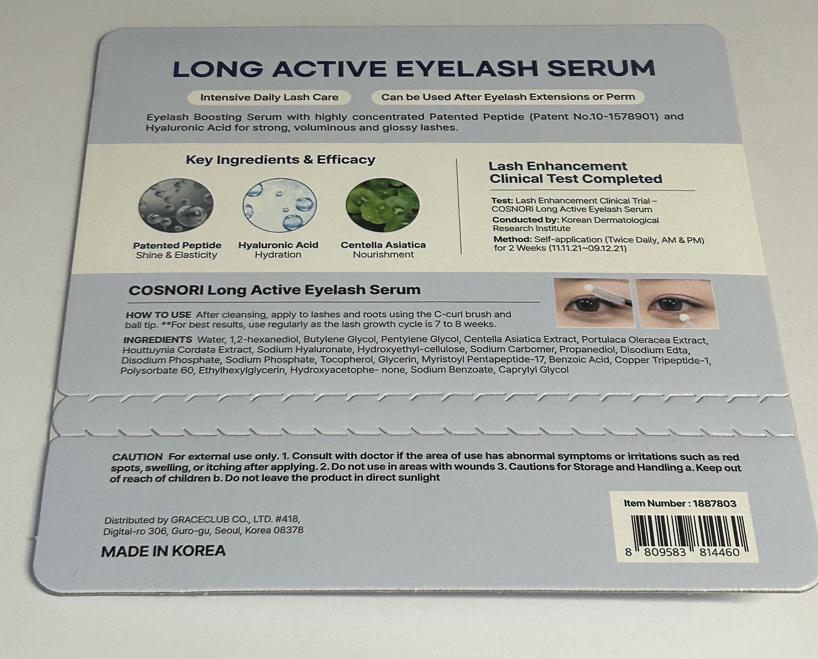 COSNORI Long Active Eyelash Serum, 9g x2, Vegan, Korean Lash Growth, Dual Brush.