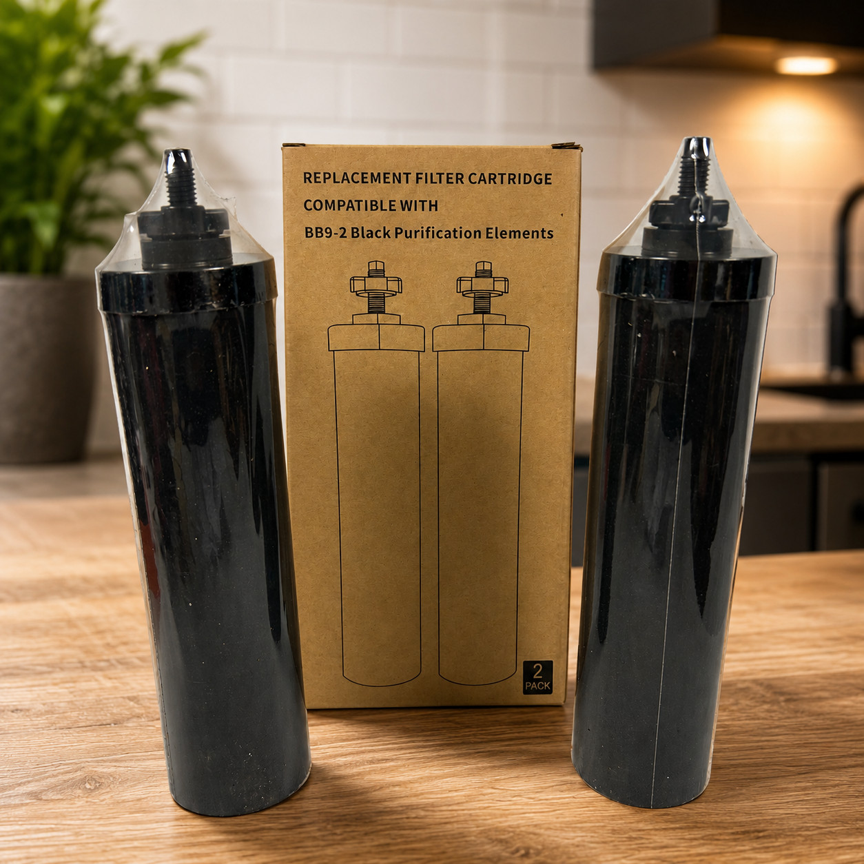 Fits Black Berkey BB9-2 Water Filter Purification Elements Replacement 2 Pack