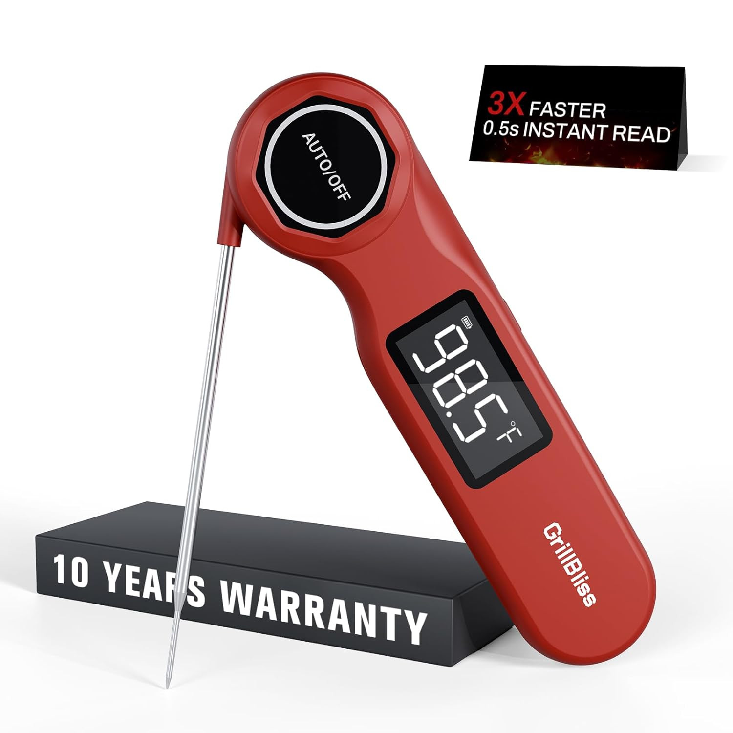 Instant Read Meat Thermometer, GrillBliss Digital Meat Thermometer with ±0.5℉ Ac