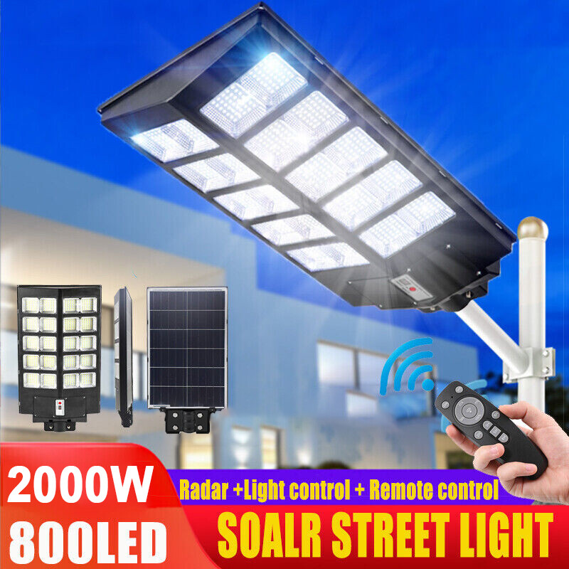 2000W Solar Street Lights IP66 Solar Outdoor Lights Solar Powered Dusk to Dawn