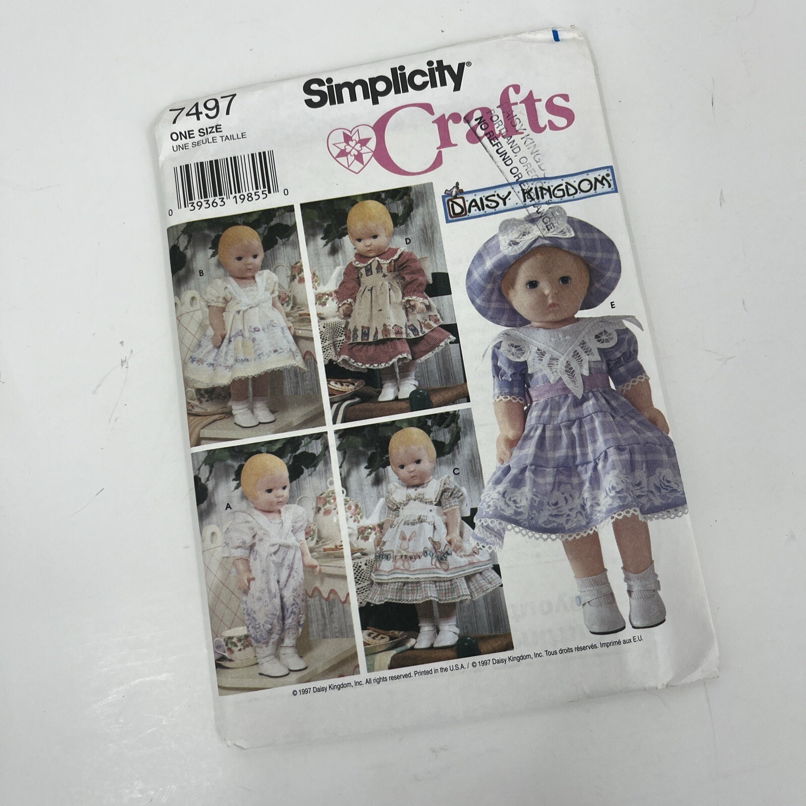 Simplicity 7497 Daisy Kingdom Doll Clothes Dresses Sewing Pattern Uncut 1997 🌸