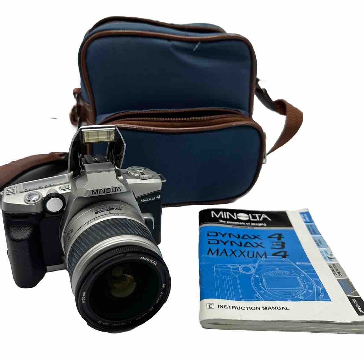 Minolta Maxxum 4 Film Camera Film TESTED With AF 28-80mm Lens Manual And Bag ￼