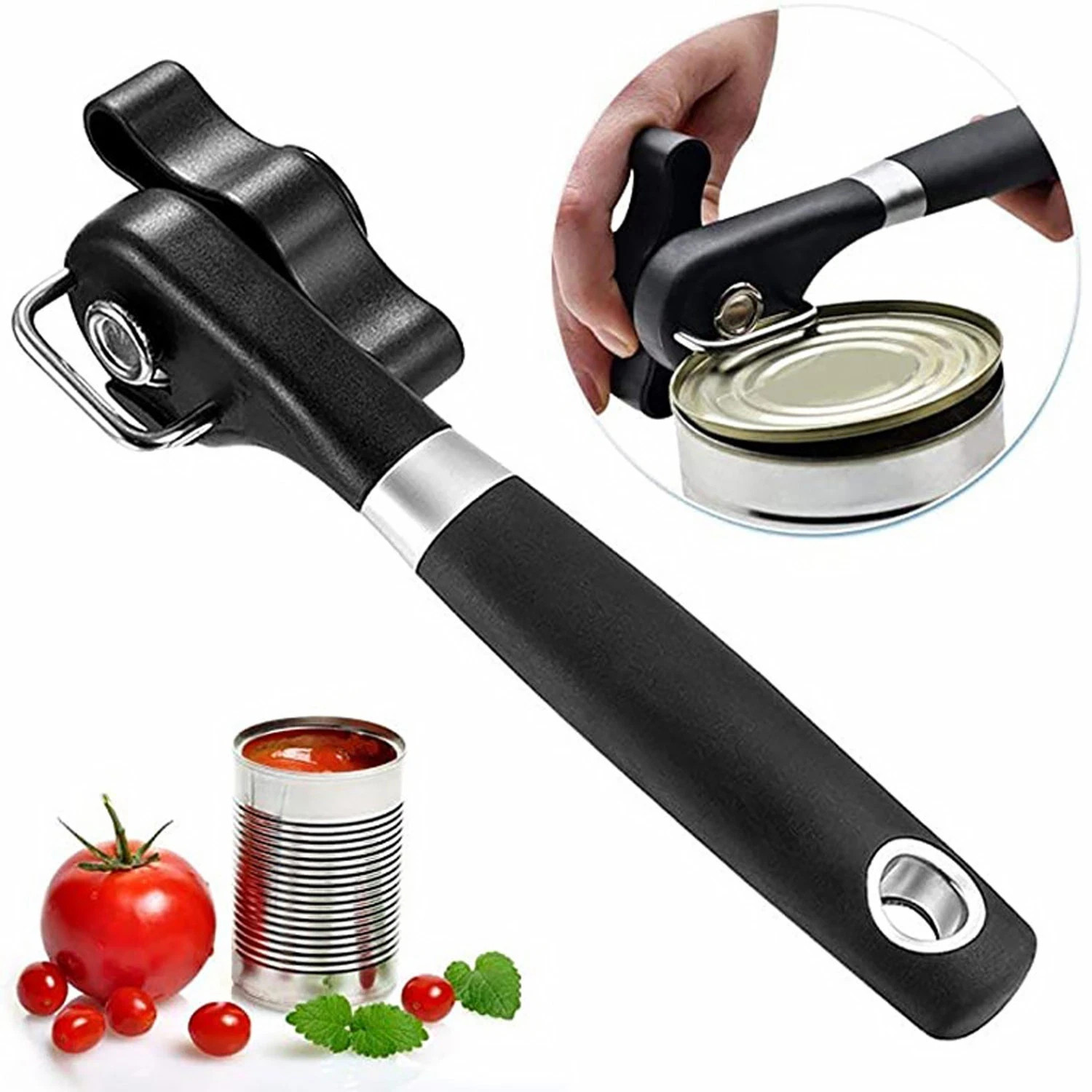 Plastic Hand-actuated Can Opener Safety Kitchen Tools Easy Grip Side Cut Manual