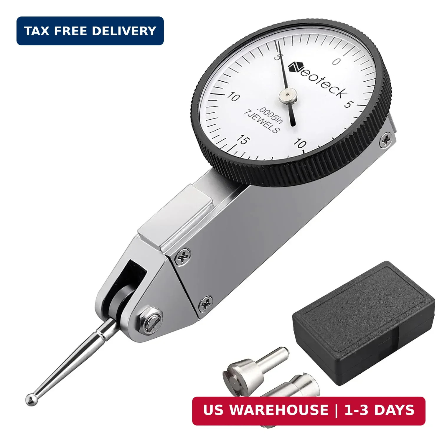Dial Test Indicator with Storage Case, 0-0.03"/0.0005" Test Indicator wi