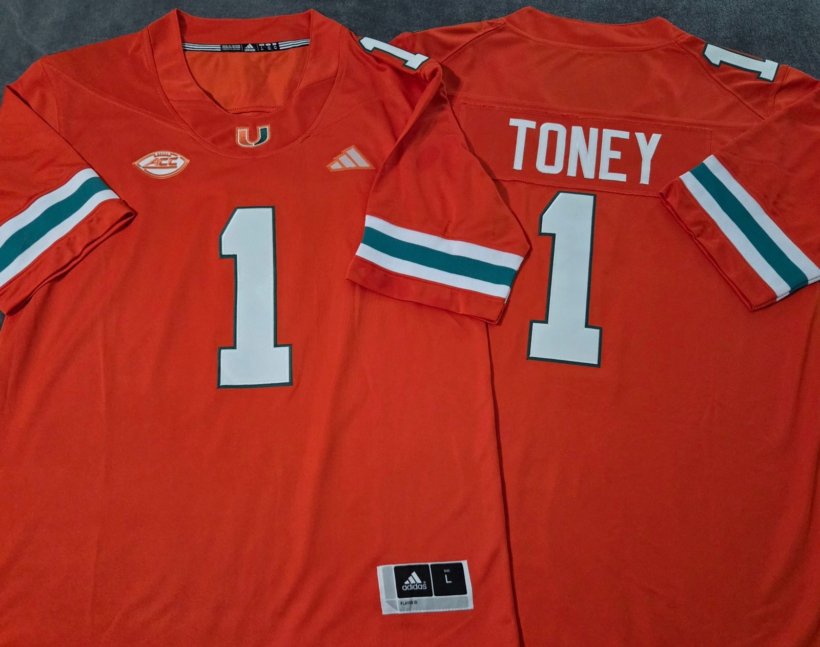 Fast Free Shipping! Malachi Toney Miami Hurricanes Stitched Jersey 1