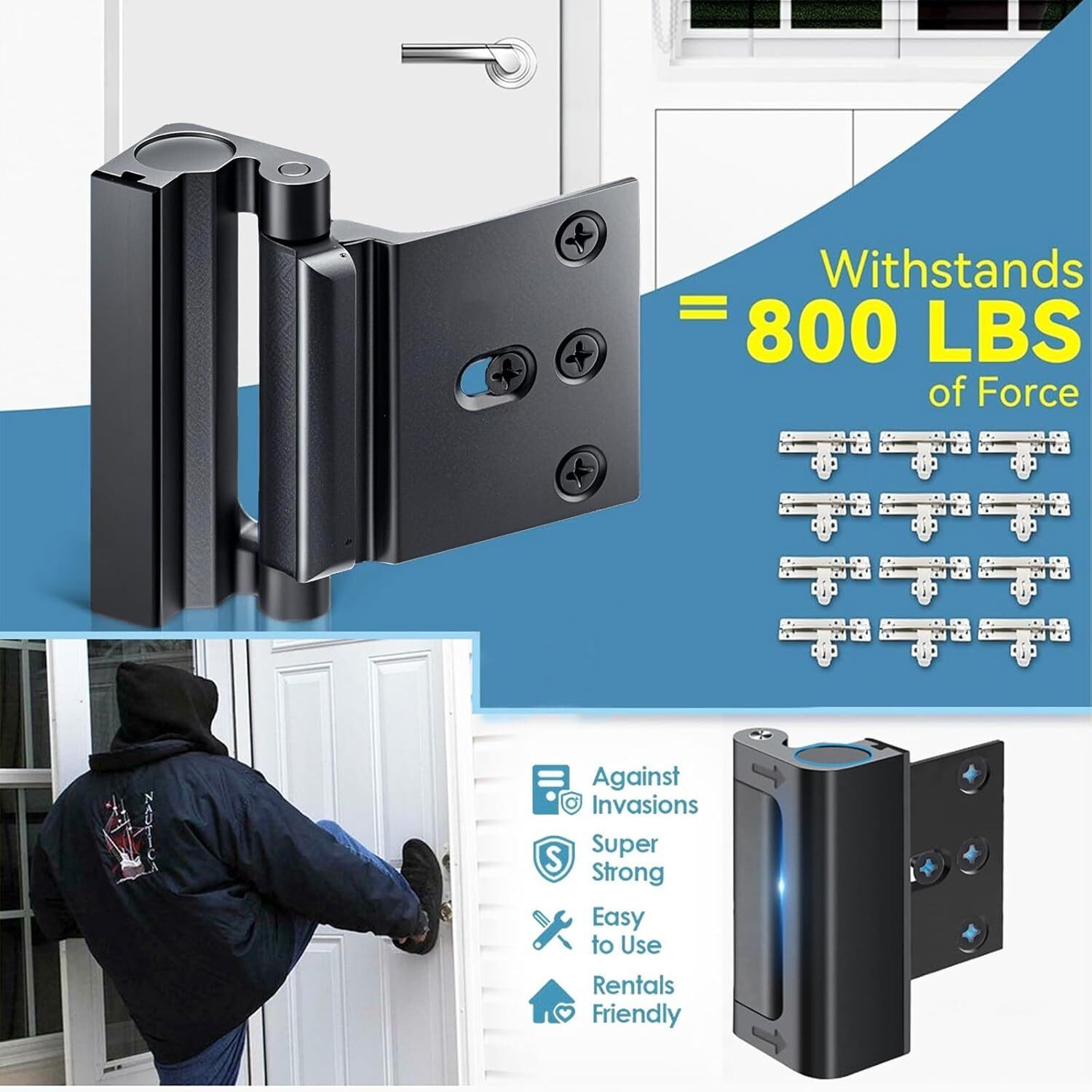 2 PACK Home Security Door Lock Childproof Door Reinforcement Lock Upgrade Design