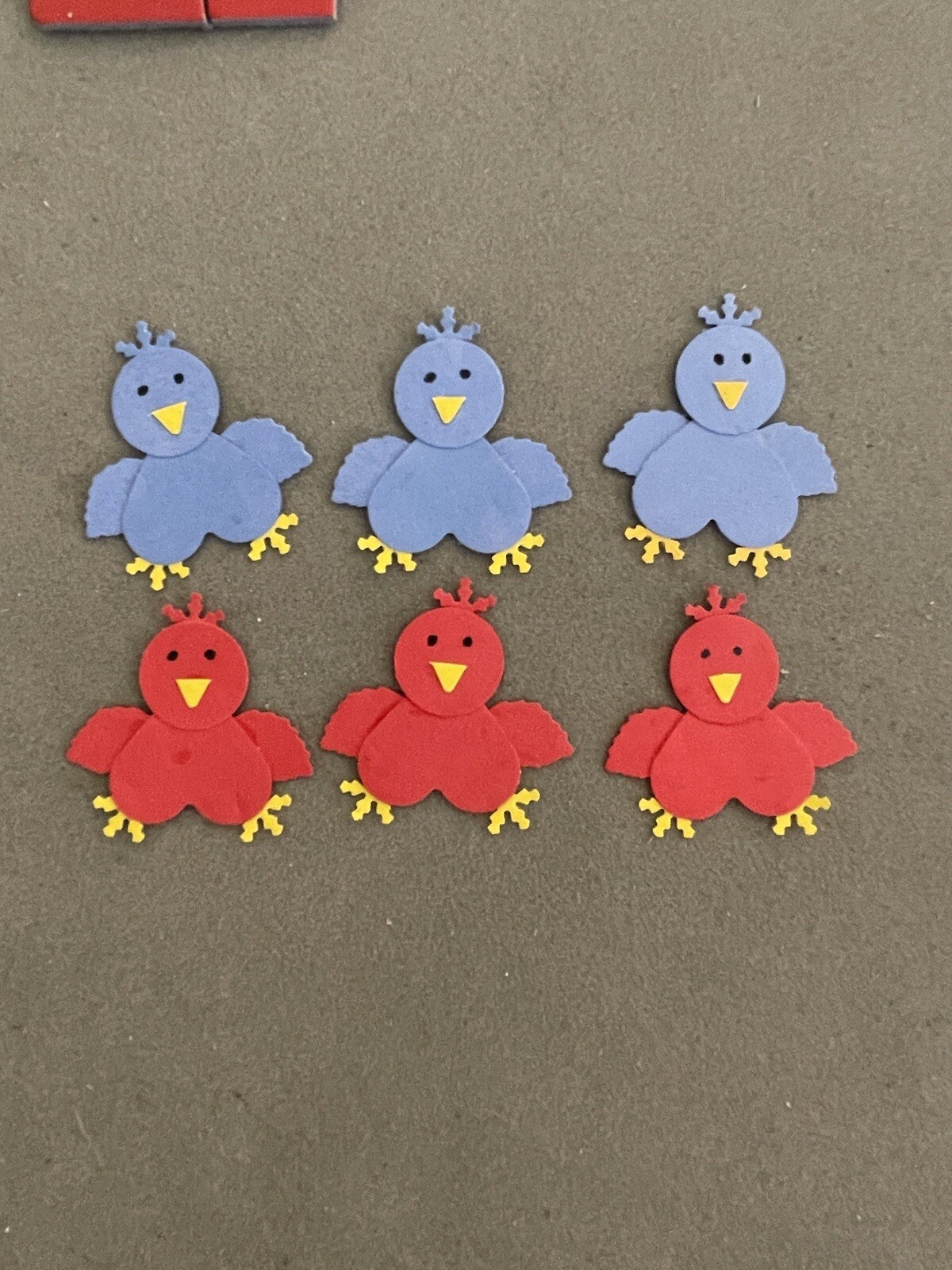 6 Red & Blue Birds Scrapbook Embellishments To Decorate Your Scrapbook, ~1”Tall