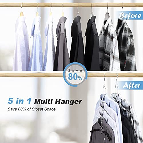 Mastom 2 Pack 5 in 1 Space Saving Hangers Multilayer Metal Clothes Hanger Space
