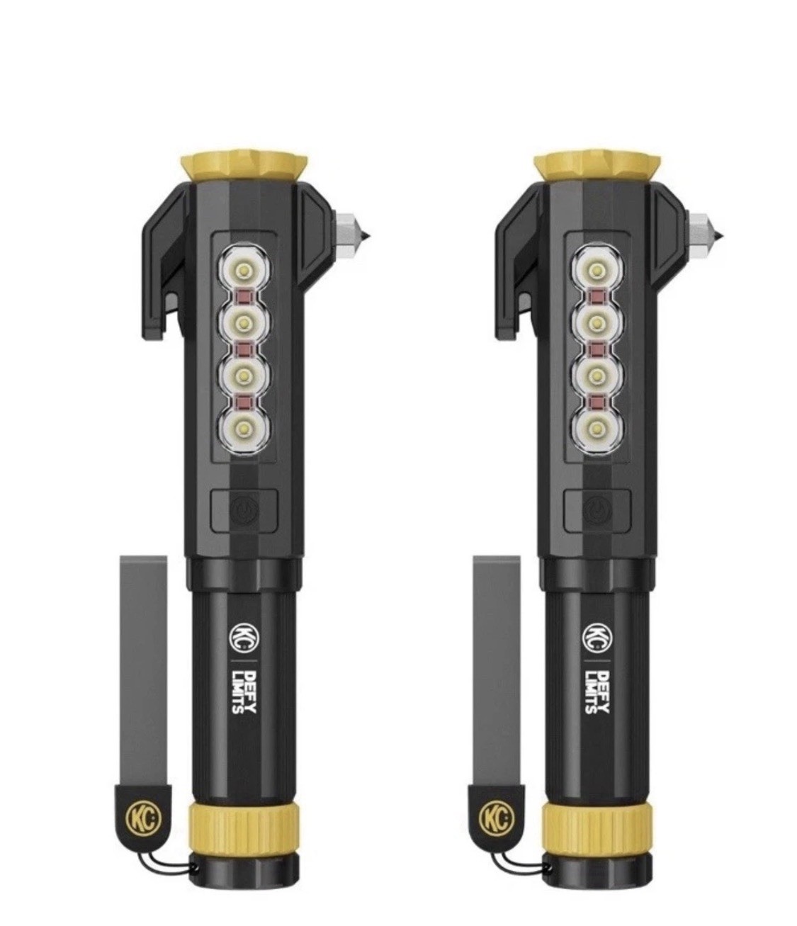 2 Pack KC Auto Light with Emergency Tool, 1000 Lumen Rechargeable Flashlight Set