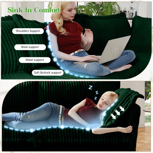Deep Seat Armchair for Living Room Armchair Sets with Large Soft Pillow Set of 2