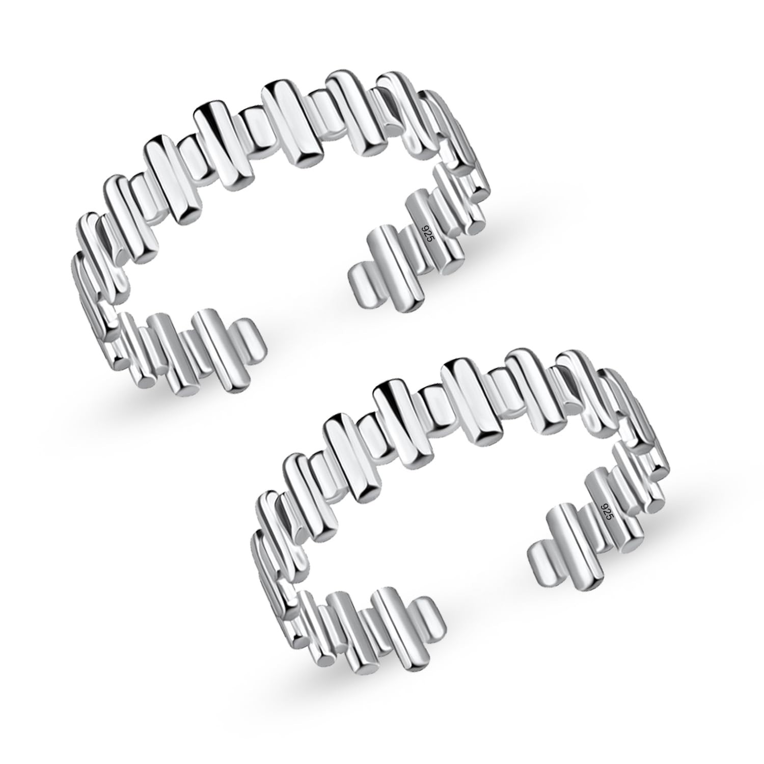 925 Sterling Silver Mid Finger Bichhiya Adjustable Pair of Toe-Rings for Women