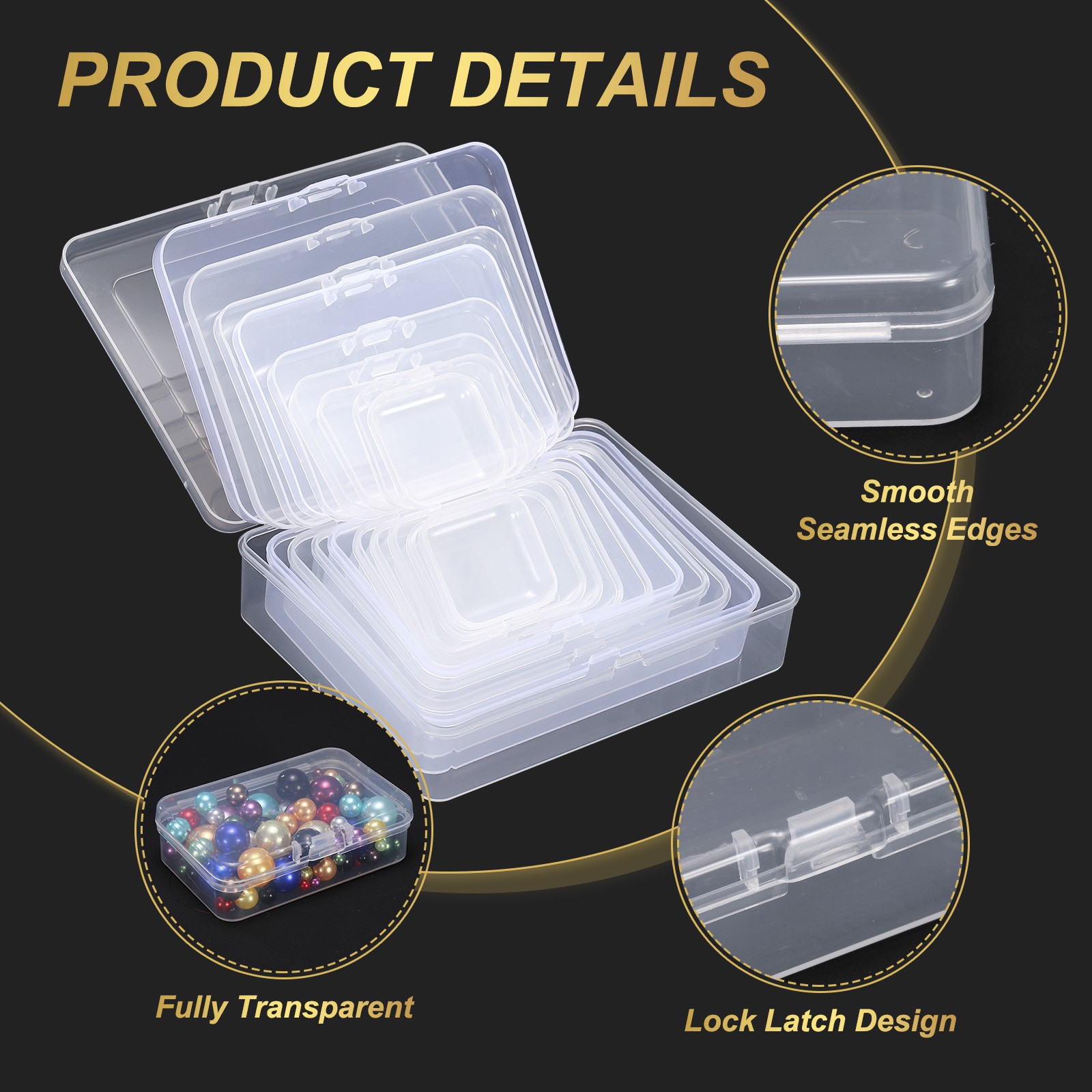 100Pcs Plastic Storage Containers, Storage Boxes(1.3" x 1.3" x 0.67")
