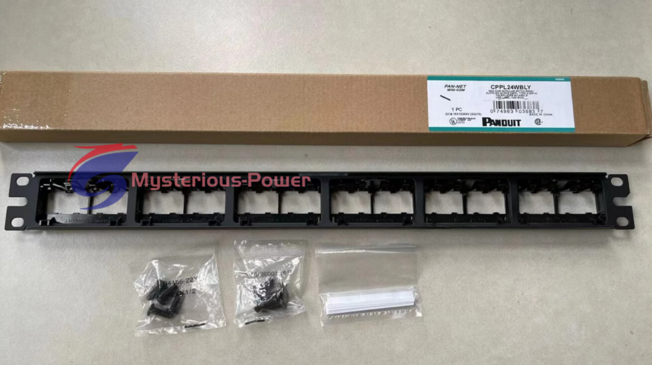 New Panduit Mini Com CPPL24WBLY Modular Patch Panel w/ Faceplates Fits Cat 6, 5E