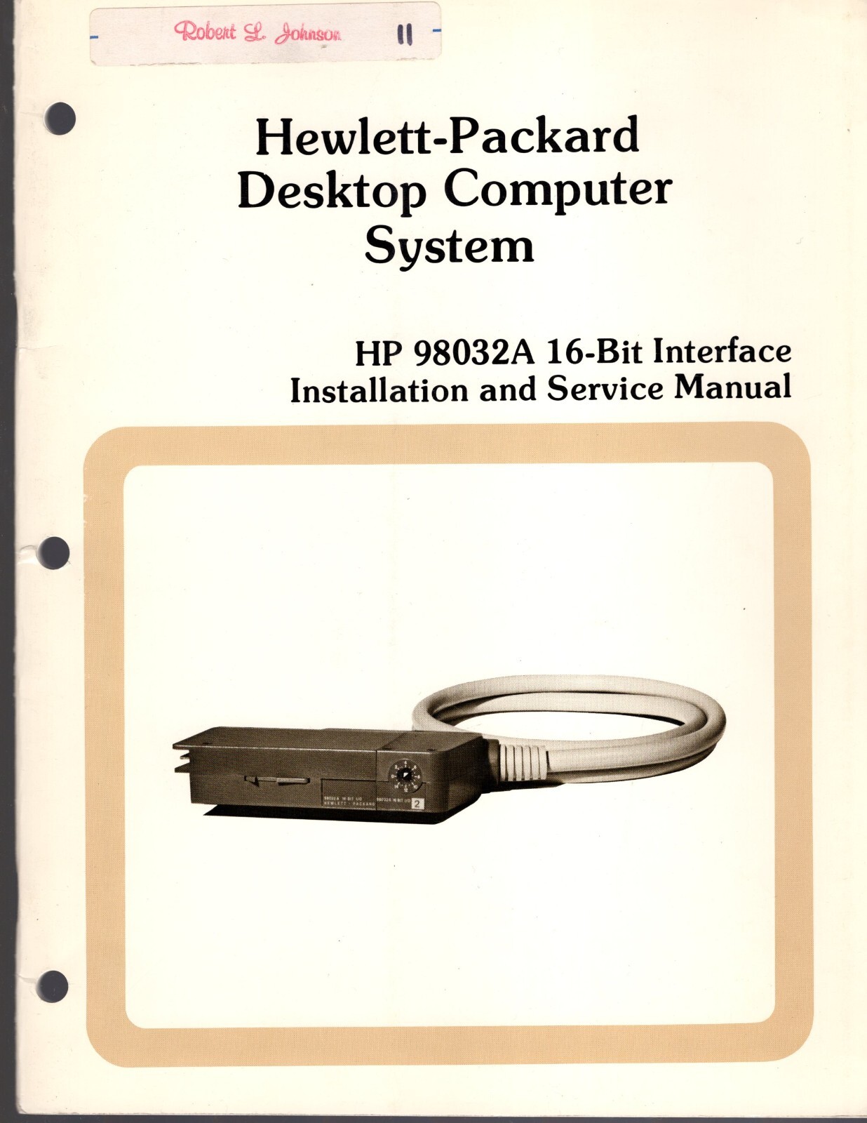 Orig Hewlett Packard 98032A 16-Bit Interface Installation&Svc Manual 98032-90000