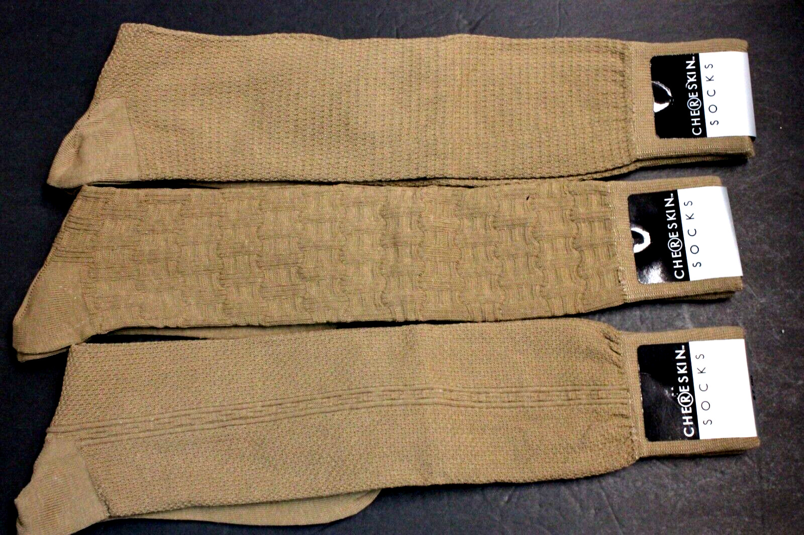 3 pair 10-13 Men's Dress Over the Calf Crew Work Socks tan Taupe SZ 6-12