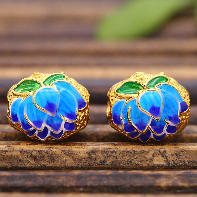 Cloisonn É Handmade Diy Cloisonn É Enamel Lotus Flower Spacer Beads 5pcs