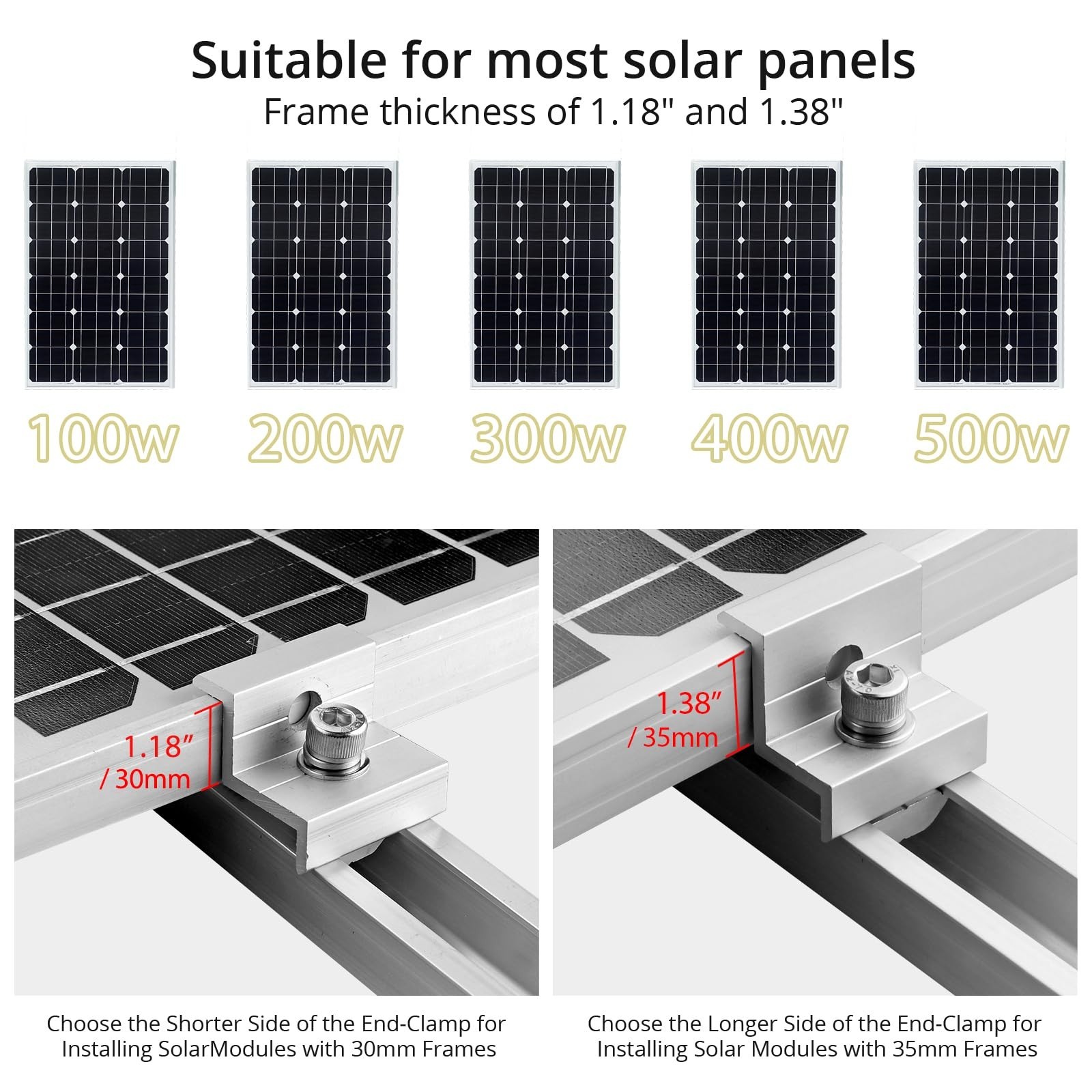Anbte Solar Panel Bracket Kit, 6 Pcs 7.87 in Aluminium Solar Panel Mounting R...