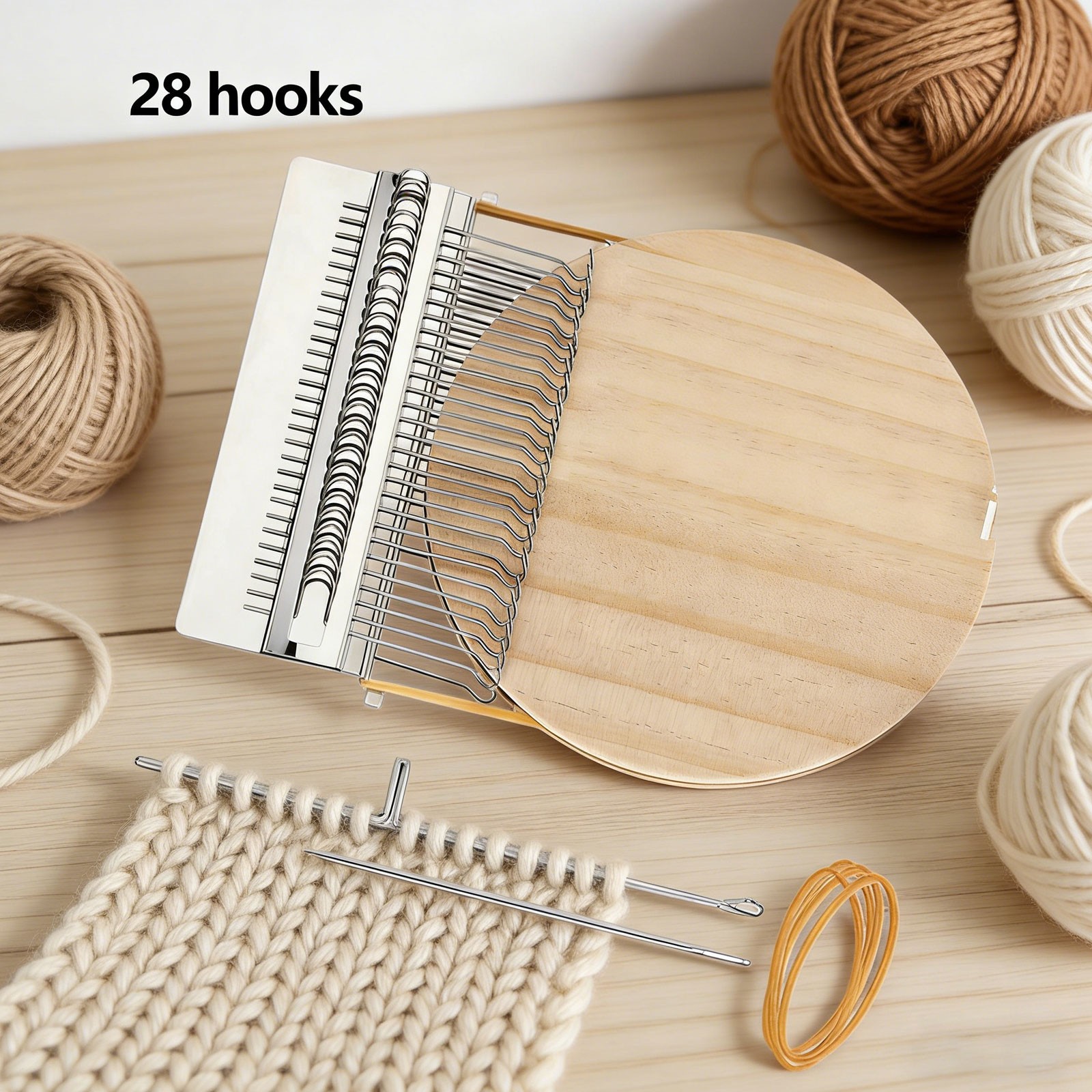 28 Hooks Small Loom Speedweve Type Weave Tool Darning Machine with Wood Disc