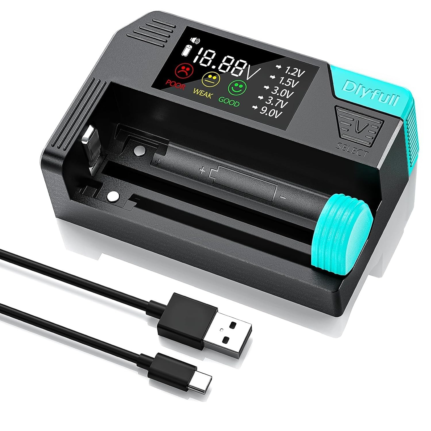 Dlyfull Battery Tester, LCD Display Universal Battery Checker for Ni-Mh, Ni-Cd,