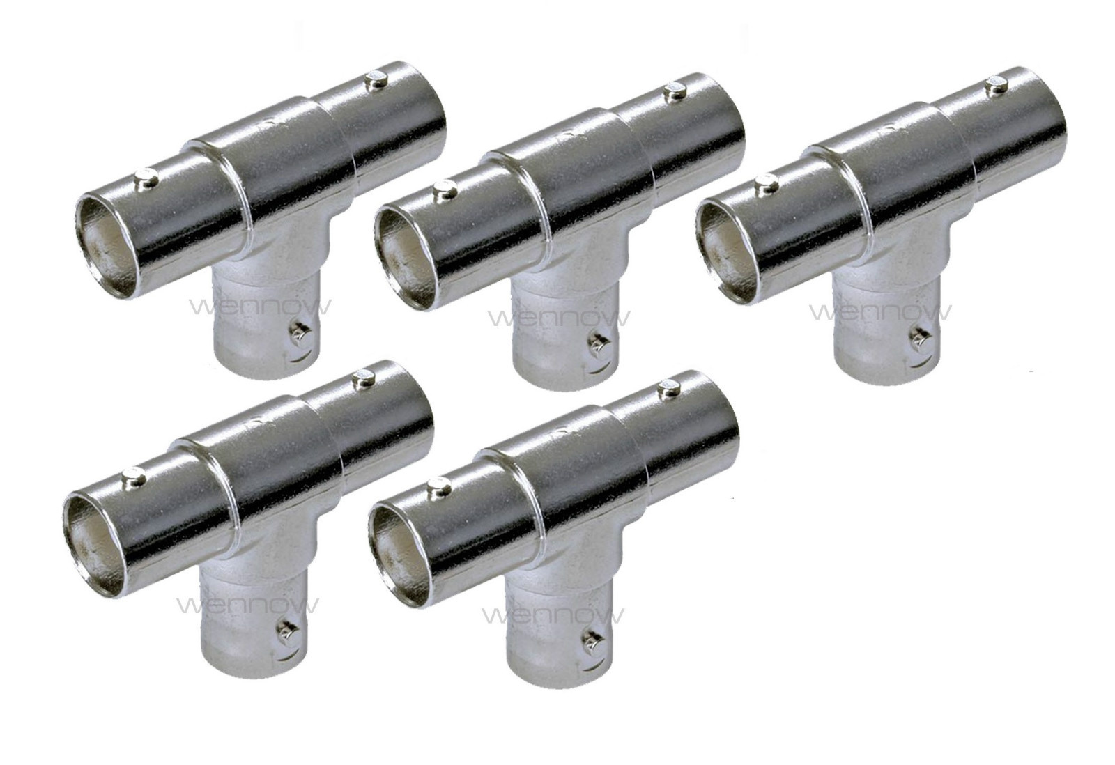 5pc BNC Female To Dual Female T-Splitter Connectors Adapter