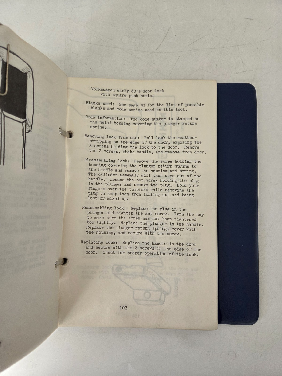 Vintage Foreign Car Lock Service Manual 1974
